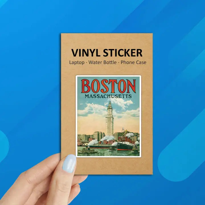 Vintage Boston Photo Laptop Water Bottle Sticker