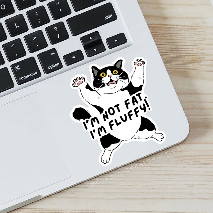 I'm Not Fat. I'm Fluffy Cat Laptop Water Bottle Sticker
