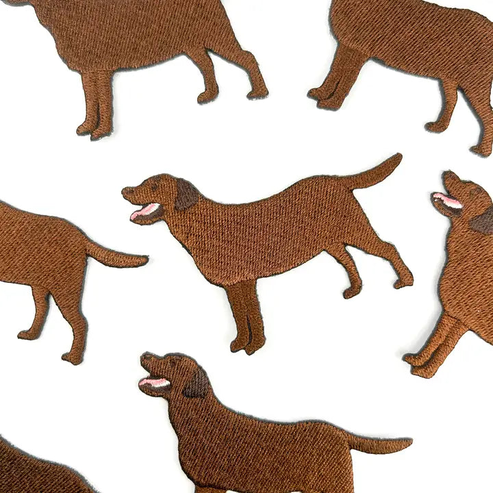Chocolate Labrador Embroidered Iron On Patch | Dog Patch Lab