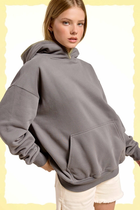 Heavyweight Sweatshirt with Blanket Stitch Hoodie