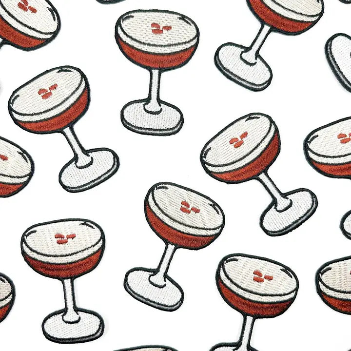 Espresso Martini Embroidered Iron-On Patch Cocktail Lover