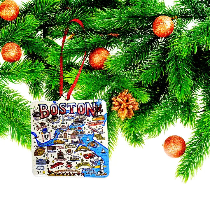 Boston Vintage Map Holiday Ornament
