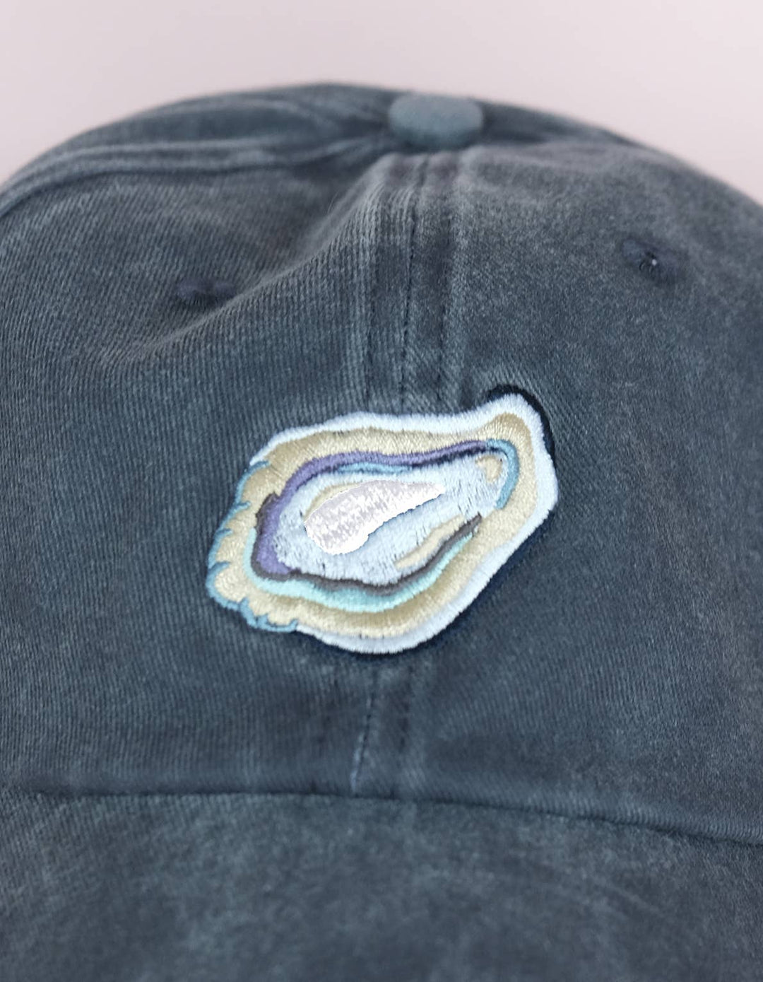 Embroidered Hat | Oyster, Washed Navy Color