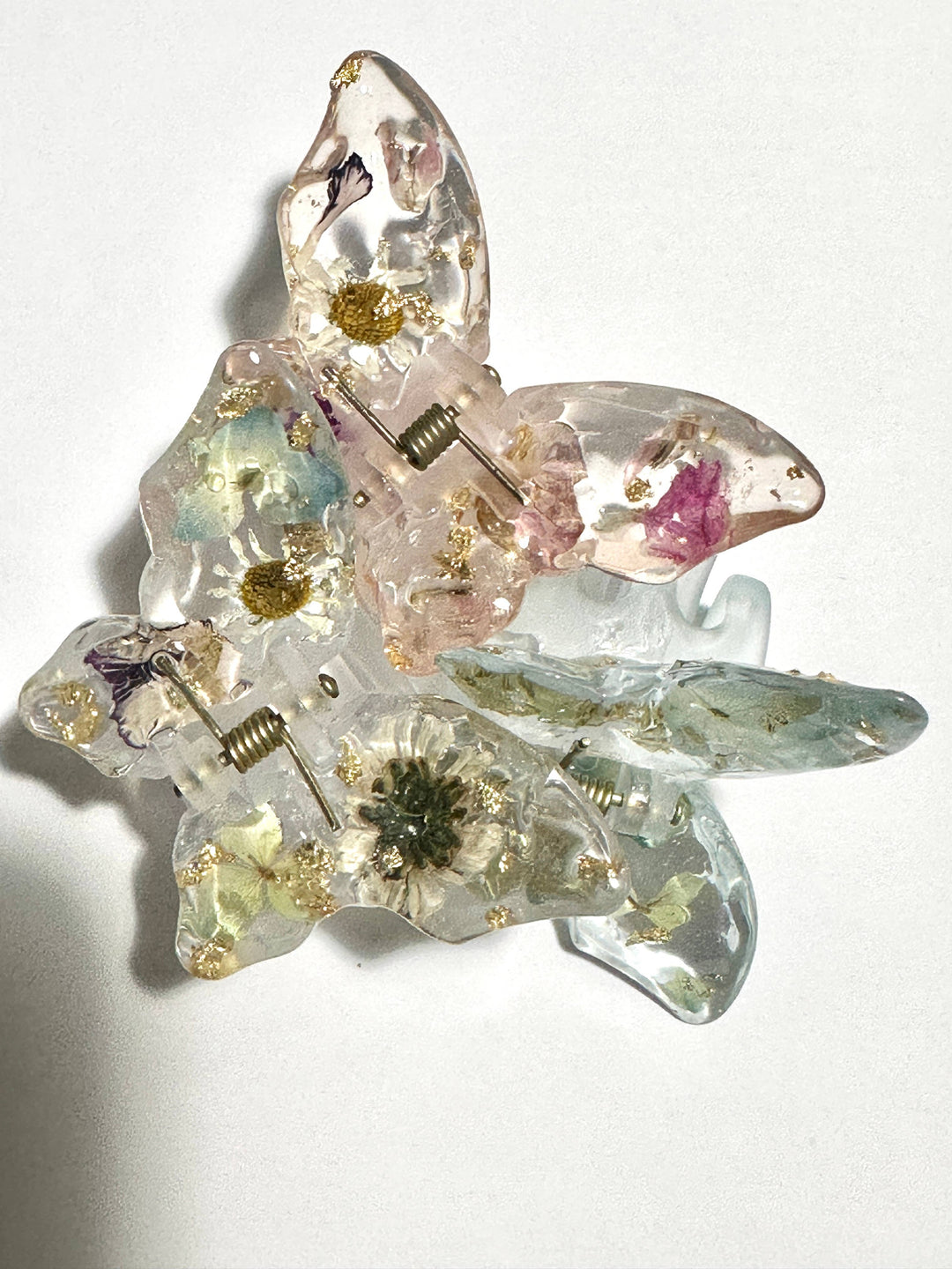 Butterfly Resin Hair Clips With Real Pressed Flowers