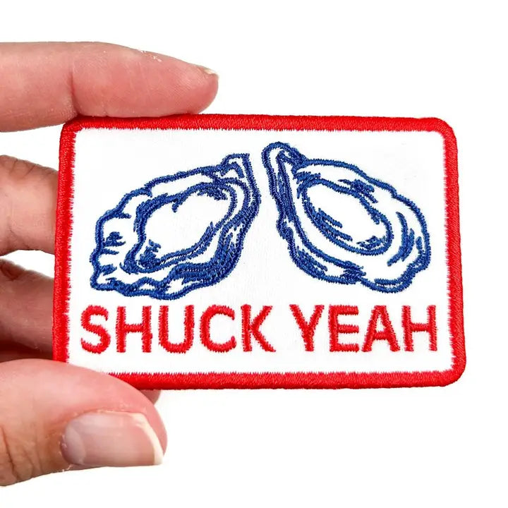 Shuck Yeah Embroidered Iron-on Sew-on Patch Oyster Beach