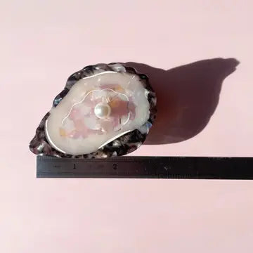 Oyster Claw Clip - Cellulose Acetate with Pearl Detail