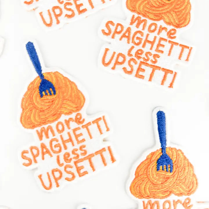 More Spaghetti Less Upsetti Patch Pasta Iron On Embroidered