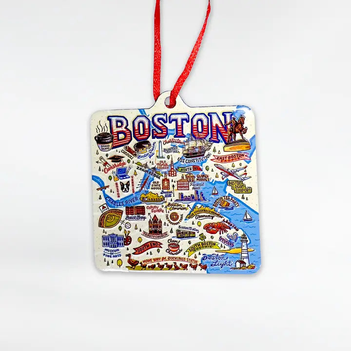 Boston Vintage Map Holiday Ornament