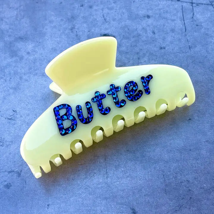 Butter Word Rhinestone Hair Claw Clip Novelty Accessories