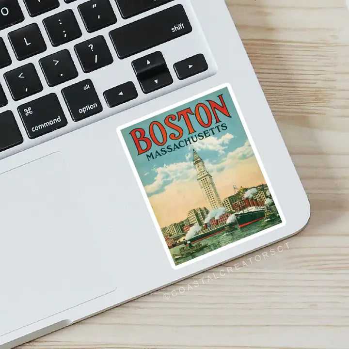 Vintage Boston Photo Laptop Water Bottle Sticker