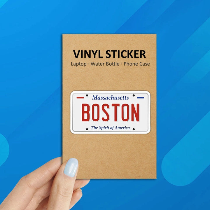 Boston License Plate Laptop Water Bottle Sticker