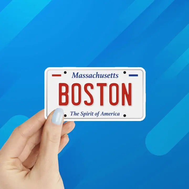Boston License Plate Laptop Water Bottle Sticker