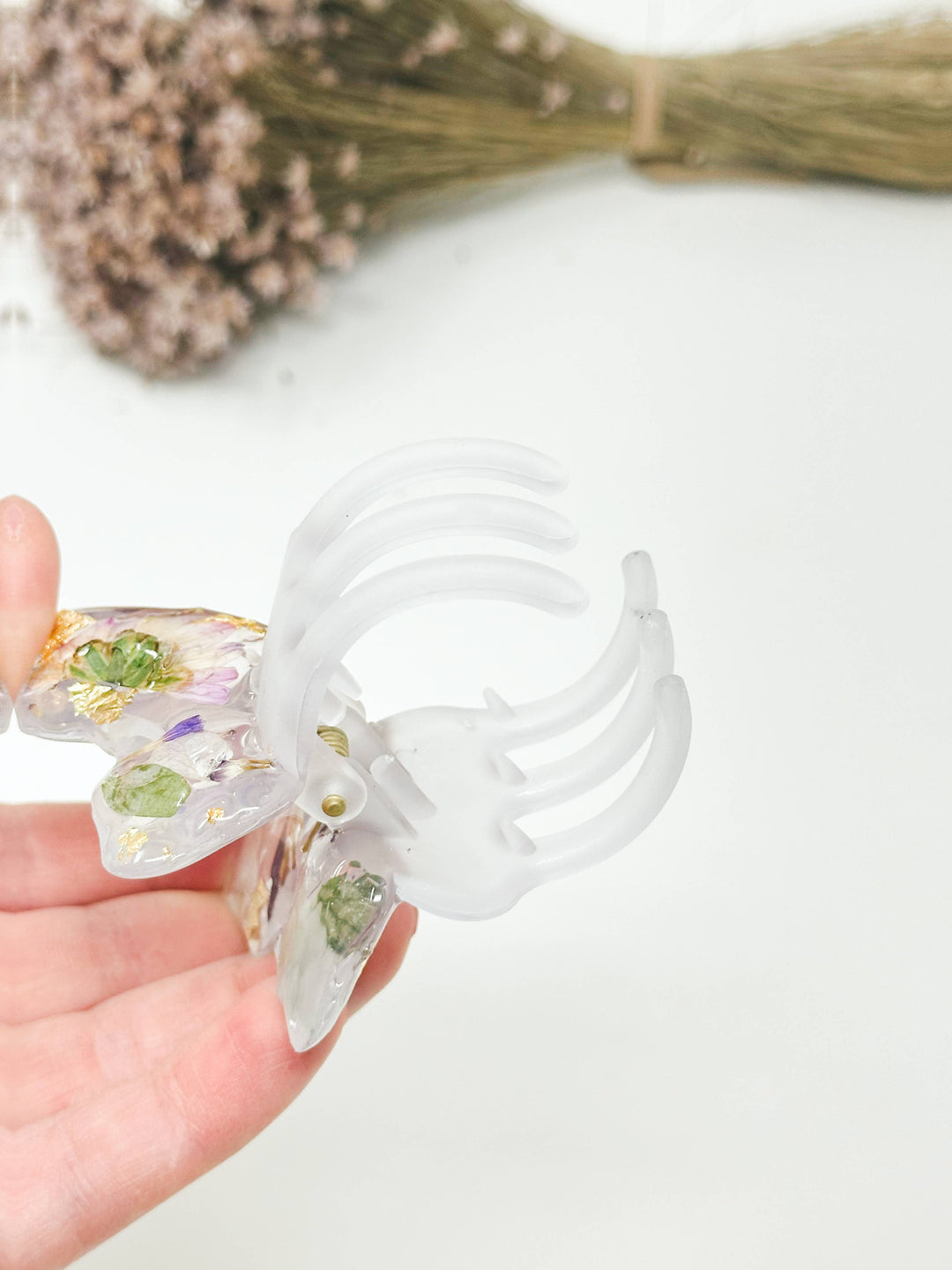 Butterfly Resin Hair Clips With Real Pressed Flowers