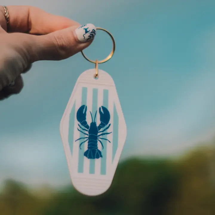 Striped Royal Blue Lobster | Acrylic Motel Keychain