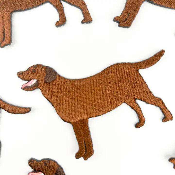 Chocolate Labrador Embroidered Iron On Patch | Dog Patch Lab