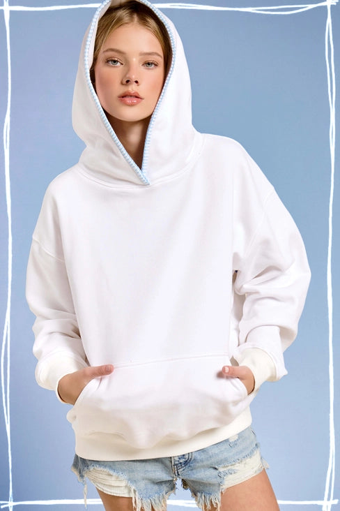 Heavyweight Sweatshirt with Blanket Stitch Hoodie