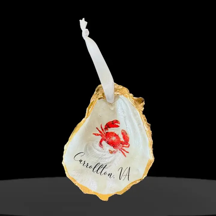 Personalized Crab Ornament, Oyster Shell Ornament
